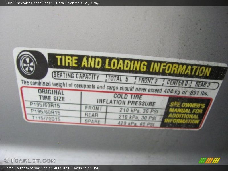 Ultra Silver Metallic / Gray 2005 Chevrolet Cobalt Sedan