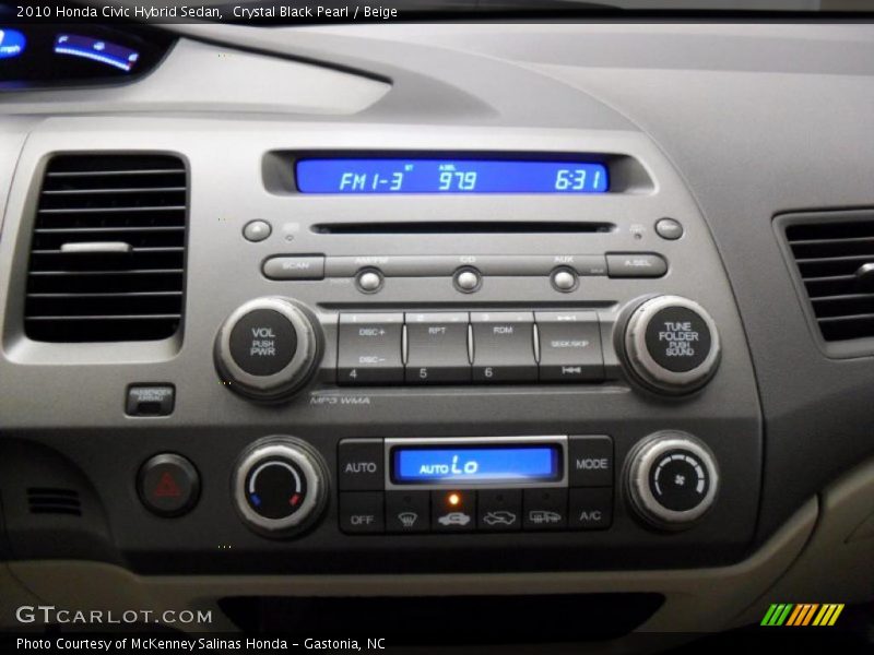 Crystal Black Pearl / Beige 2010 Honda Civic Hybrid Sedan