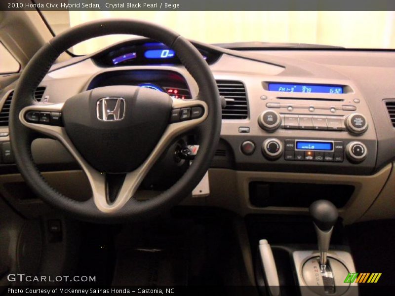 Crystal Black Pearl / Beige 2010 Honda Civic Hybrid Sedan