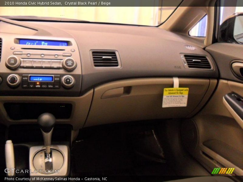 Crystal Black Pearl / Beige 2010 Honda Civic Hybrid Sedan