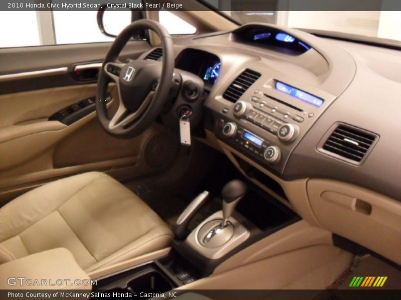 Crystal Black Pearl / Beige 2010 Honda Civic Hybrid Sedan