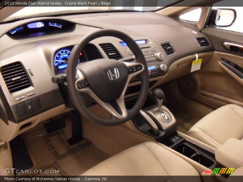 Crystal Black Pearl / Beige 2010 Honda Civic Hybrid Sedan