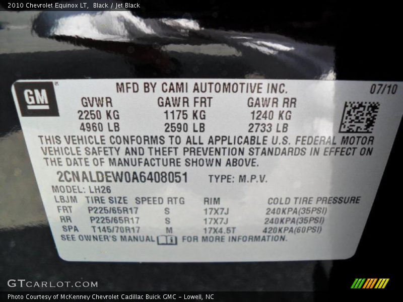 Black / Jet Black 2010 Chevrolet Equinox LT