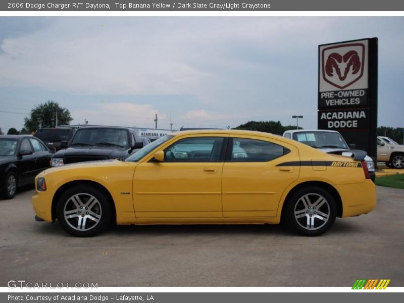 Top Banana Yellow / Dark Slate Gray/Light Graystone 2006 Dodge Charger R/T Daytona