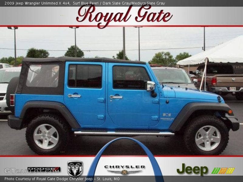 Surf Blue Pearl / Dark Slate Gray/Medium Slate Gray 2009 Jeep Wrangler Unlimited X 4x4