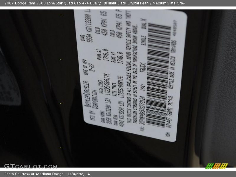Brilliant Black Crystal Pearl / Medium Slate Gray 2007 Dodge Ram 3500 Lone Star Quad Cab 4x4 Dually