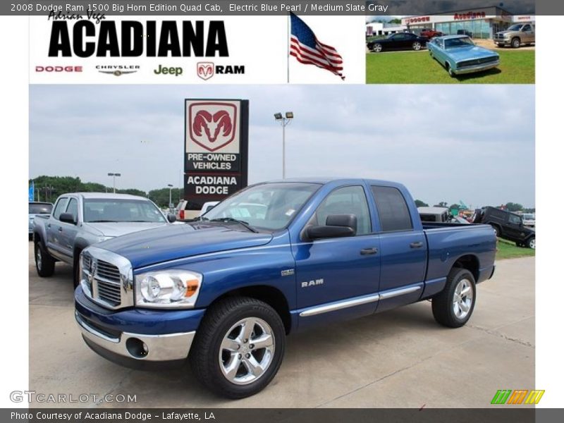 Electric Blue Pearl / Medium Slate Gray 2008 Dodge Ram 1500 Big Horn Edition Quad Cab