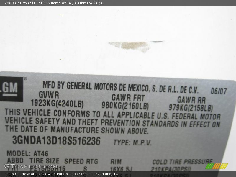 Summit White / Cashmere Beige 2008 Chevrolet HHR LS