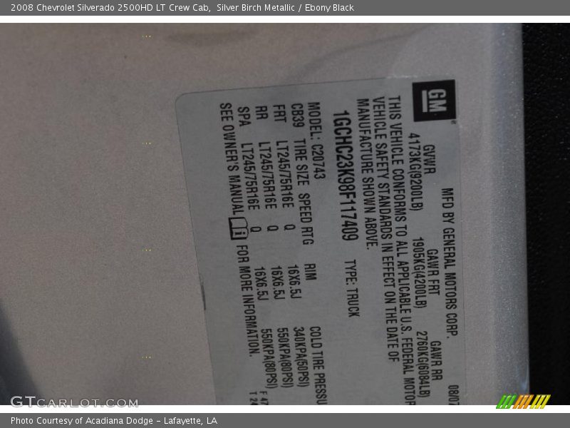 Silver Birch Metallic / Ebony Black 2008 Chevrolet Silverado 2500HD LT Crew Cab
