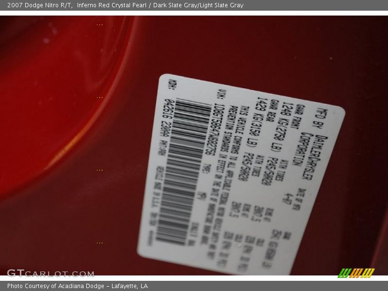 Inferno Red Crystal Pearl / Dark Slate Gray/Light Slate Gray 2007 Dodge Nitro R/T