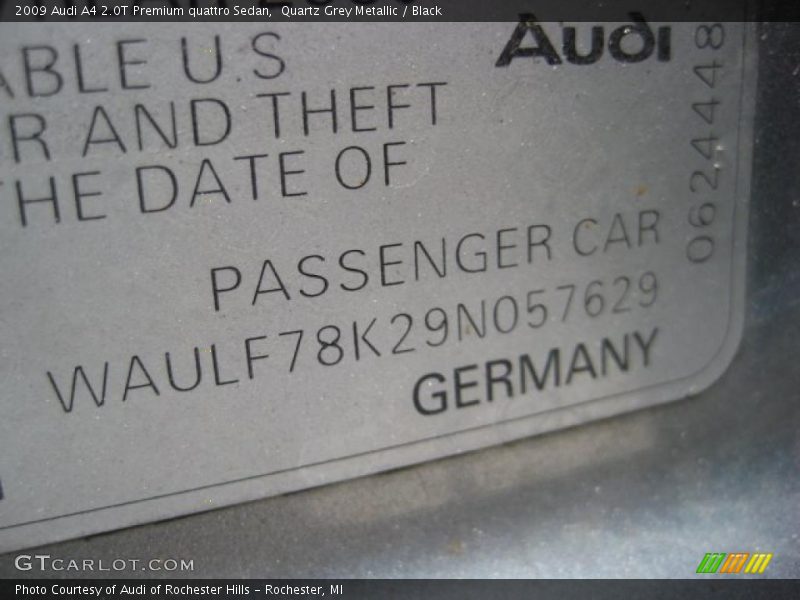 Quartz Grey Metallic / Black 2009 Audi A4 2.0T Premium quattro Sedan