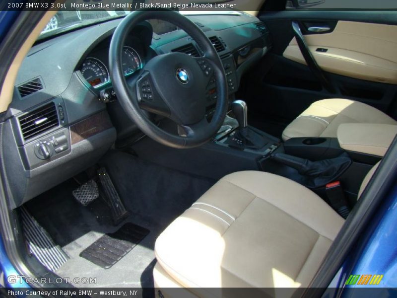Montego Blue Metallic / Black/Sand Beige Nevada Leather 2007 BMW X3 3.0si