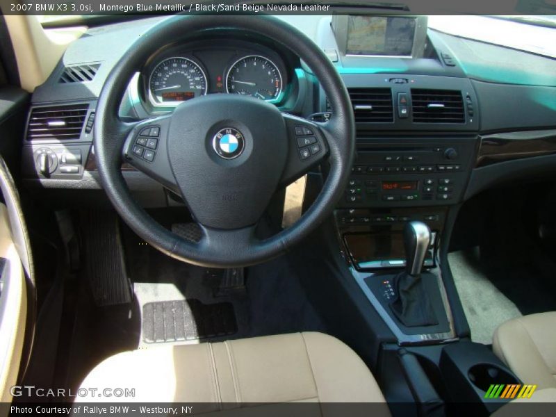 Montego Blue Metallic / Black/Sand Beige Nevada Leather 2007 BMW X3 3.0si