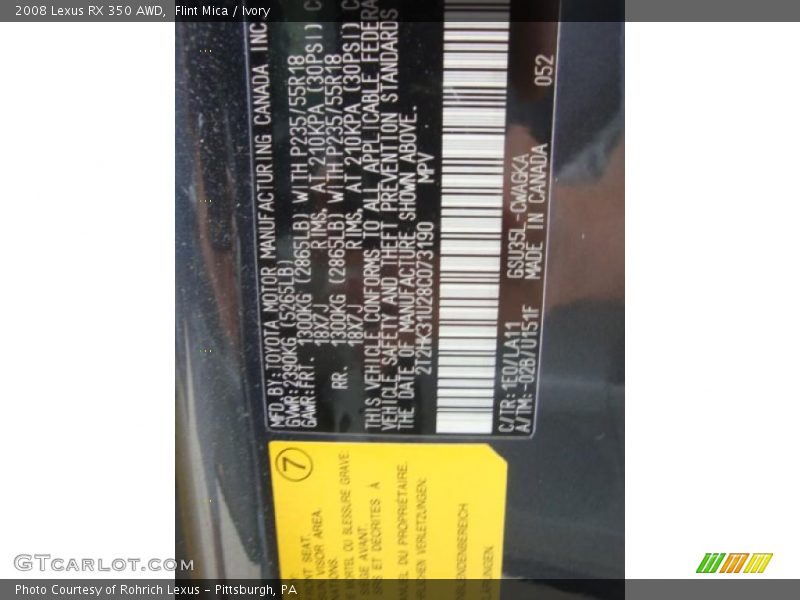Flint Mica / Ivory 2008 Lexus RX 350 AWD