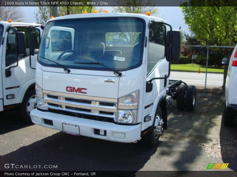 White / Gray 2009 Isuzu N Series Truck NPR 4500 Chassis