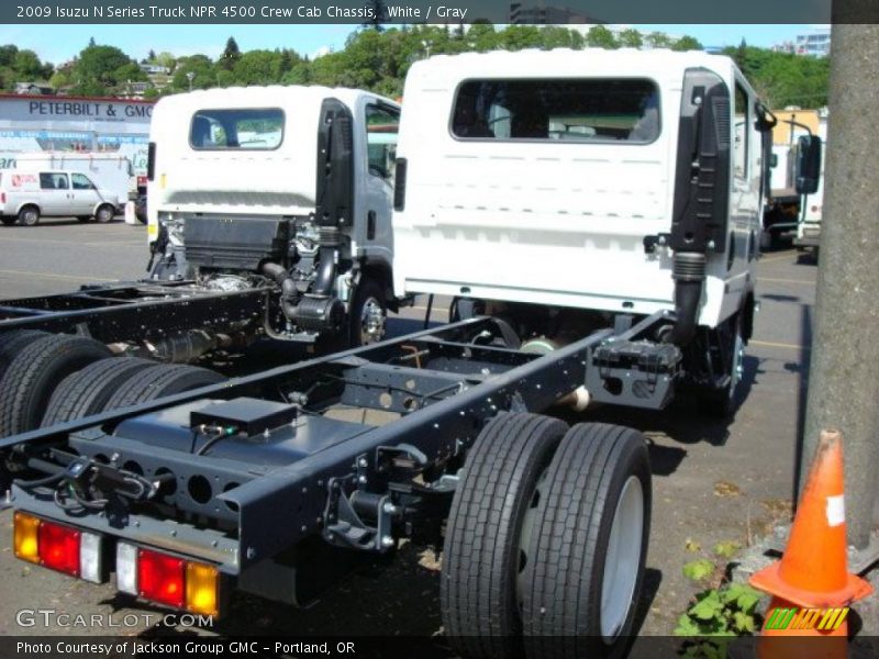 White / Gray 2009 Isuzu N Series Truck NPR 4500 Crew Cab Chassis