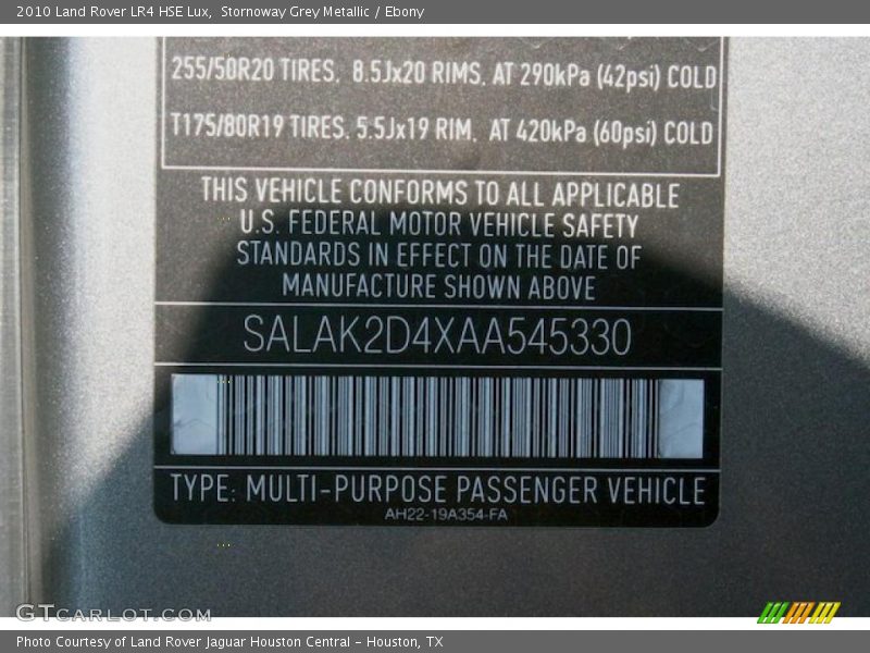 Stornoway Grey Metallic / Ebony 2010 Land Rover LR4 HSE Lux