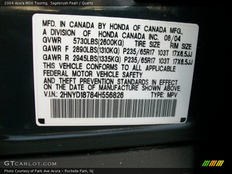 Sagebrush Pearl / Quartz 2004 Acura MDX Touring