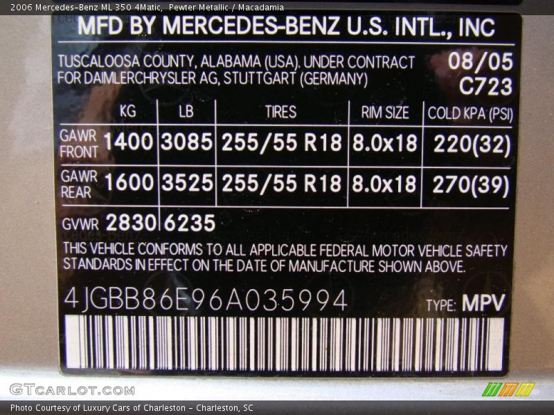Pewter Metallic / Macadamia 2006 Mercedes-Benz ML 350 4Matic