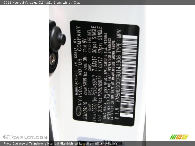 Stone White / Gray 2011 Hyundai Veracruz GLS AWD