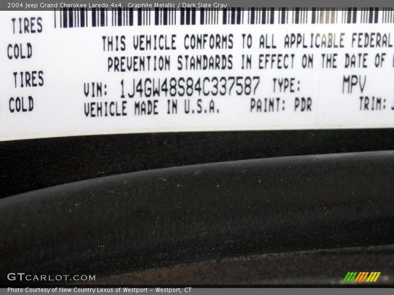 Graphite Metallic / Dark Slate Gray 2004 Jeep Grand Cherokee Laredo 4x4