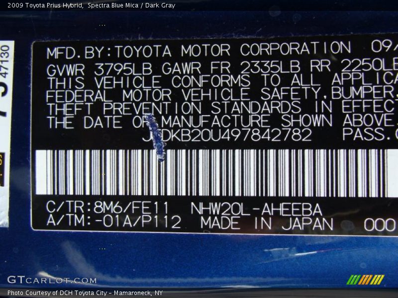 Spectra Blue Mica / Dark Gray 2009 Toyota Prius Hybrid