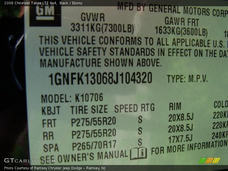 Black / Ebony 2008 Chevrolet Tahoe LTZ 4x4