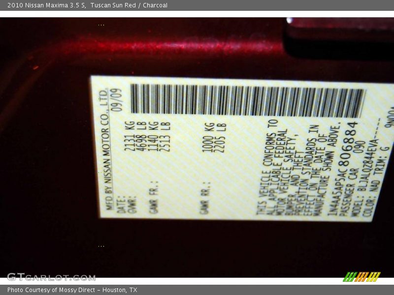 Tuscan Sun Red / Charcoal 2010 Nissan Maxima 3.5 S