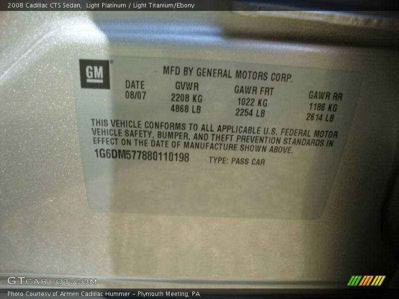 Light Platinum / Light Titanium/Ebony 2008 Cadillac CTS Sedan
