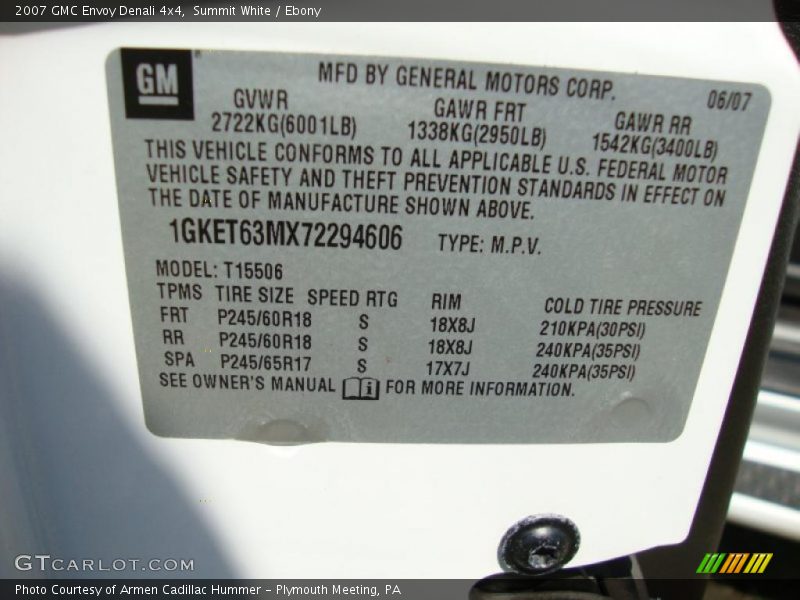 Summit White / Ebony 2007 GMC Envoy Denali 4x4
