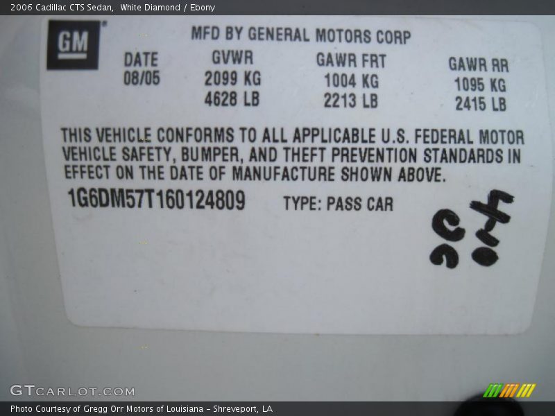 White Diamond / Ebony 2006 Cadillac CTS Sedan