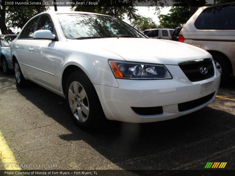 Powder White Pearl / Beige 2008 Hyundai Sonata GLS