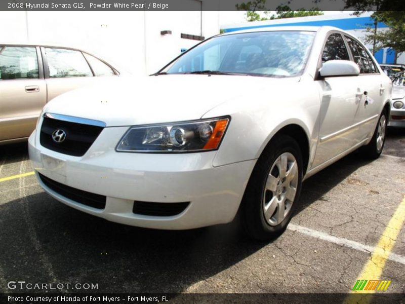 Powder White Pearl / Beige 2008 Hyundai Sonata GLS