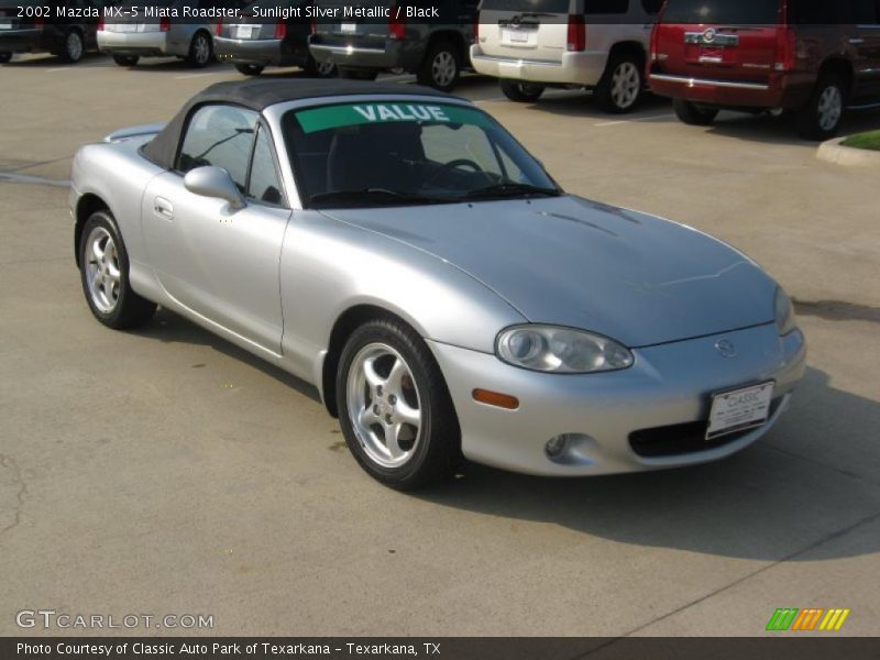 Sunlight Silver Metallic / Black 2002 Mazda MX-5 Miata Roadster