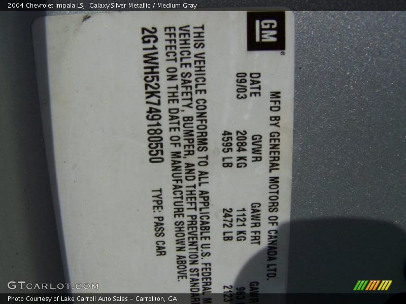 Galaxy Silver Metallic / Medium Gray 2004 Chevrolet Impala LS