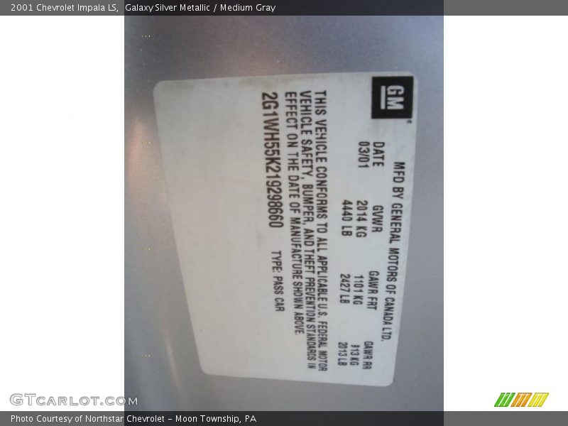 Galaxy Silver Metallic / Medium Gray 2001 Chevrolet Impala LS