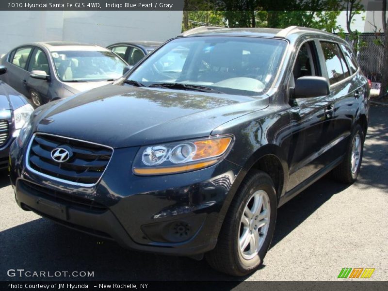 Indigo Blue Pearl / Gray 2010 Hyundai Santa Fe GLS 4WD