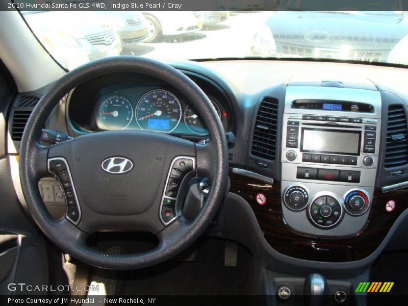 Indigo Blue Pearl / Gray 2010 Hyundai Santa Fe GLS 4WD