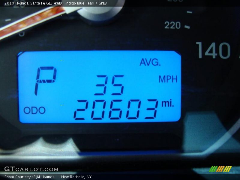 Indigo Blue Pearl / Gray 2010 Hyundai Santa Fe GLS 4WD