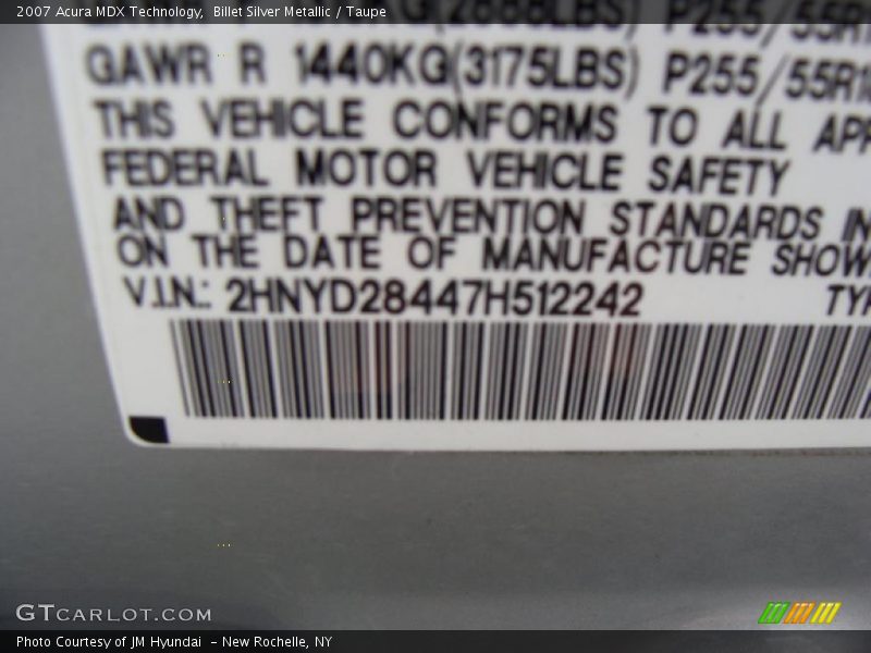 Billet Silver Metallic / Taupe 2007 Acura MDX Technology
