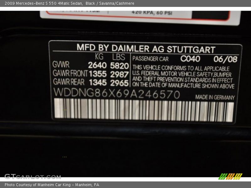 Black / Savanna/Cashmere 2009 Mercedes-Benz S 550 4Matic Sedan