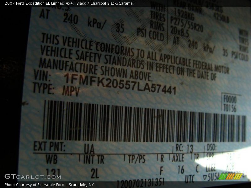 Black / Charcoal Black/Caramel 2007 Ford Expedition EL Limited 4x4