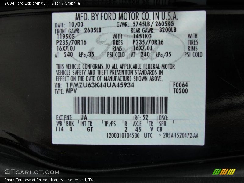 Black / Graphite 2004 Ford Explorer XLT