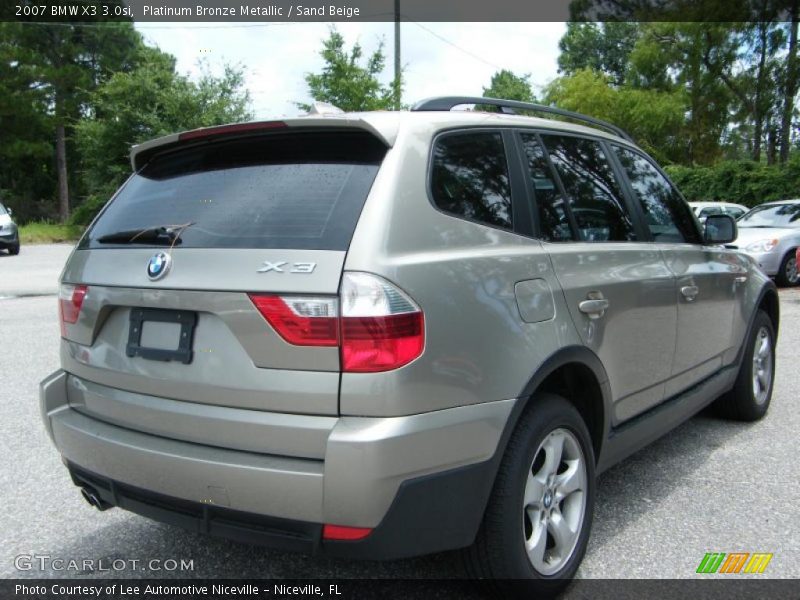 Platinum Bronze Metallic / Sand Beige 2007 BMW X3 3.0si