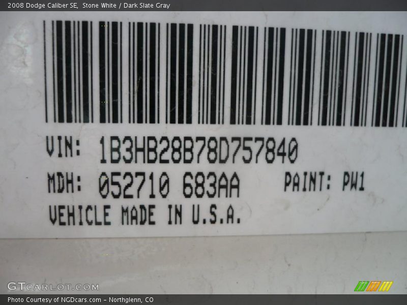 Stone White / Dark Slate Gray 2008 Dodge Caliber SE