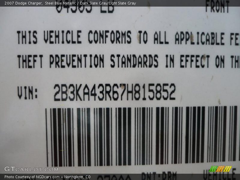 Steel Blue Metallic / Dark Slate Gray/Light Slate Gray 2007 Dodge Charger
