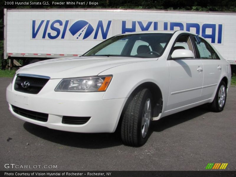 Powder White Pearl / Beige 2008 Hyundai Sonata GLS