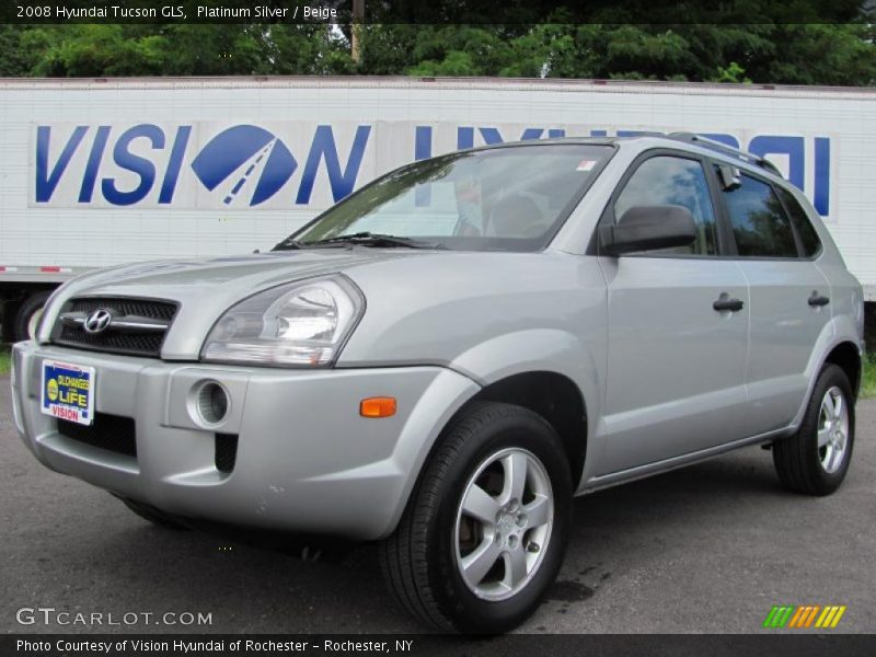 Platinum Silver / Beige 2008 Hyundai Tucson GLS