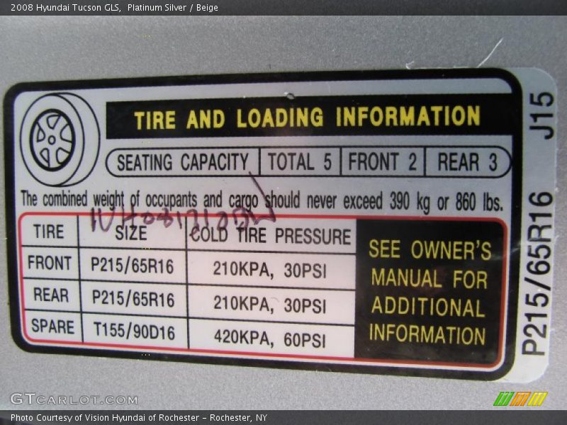 Platinum Silver / Beige 2008 Hyundai Tucson GLS