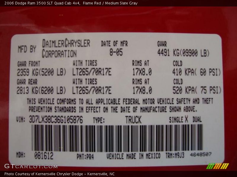 Flame Red / Medium Slate Gray 2006 Dodge Ram 3500 SLT Quad Cab 4x4
